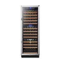 Lanbo - 24 Inch 143 Bottle Triple Zone Wine Cooler with Precision Digital Thermostat and Double-Layer Glass Door - Black - Front_Zoom
