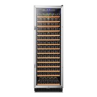 Lanbo - 23 in. 165 Bottle Stainless Steel Single Zone Wine Cooler with Digital Temperature Control and Adjustable Shelves - Black - Front_Zoom