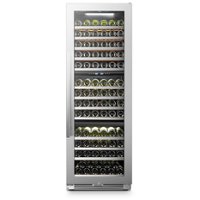 LanboPro - 24 Inch 143 Bottle Triple Zone Built-in or Freestanding Wine Refrigerator with Precision Temperature Controls - Black - Front_Zoom