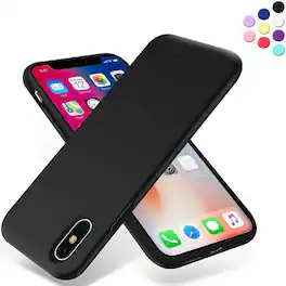 Entronix - Case Compatible with iPhone X/Xs - Soft-Touch Silicone - Black