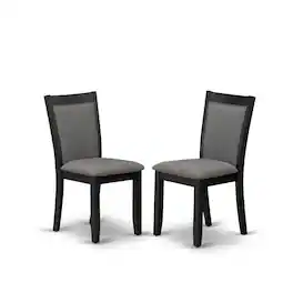 East West Furniture - MZC6T50 Modern Dining Chairs - Dark Gotham Grey Linen Fabric Seat and High Chair Back - Wire Brushed Black Finish (SET - Wire Brush Black