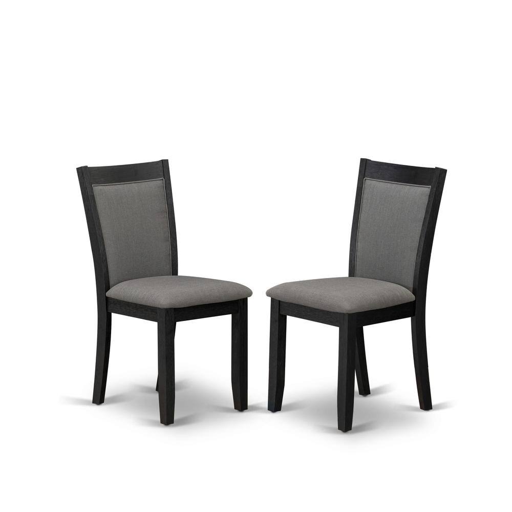 Front. East West Furniture - MZC6T50 Modern Dining Chairs - Dark Gotham Grey Linen Fabric Seat and High Chair Back - Wire Brushed Black Finish (SET - Wire Brush Black.