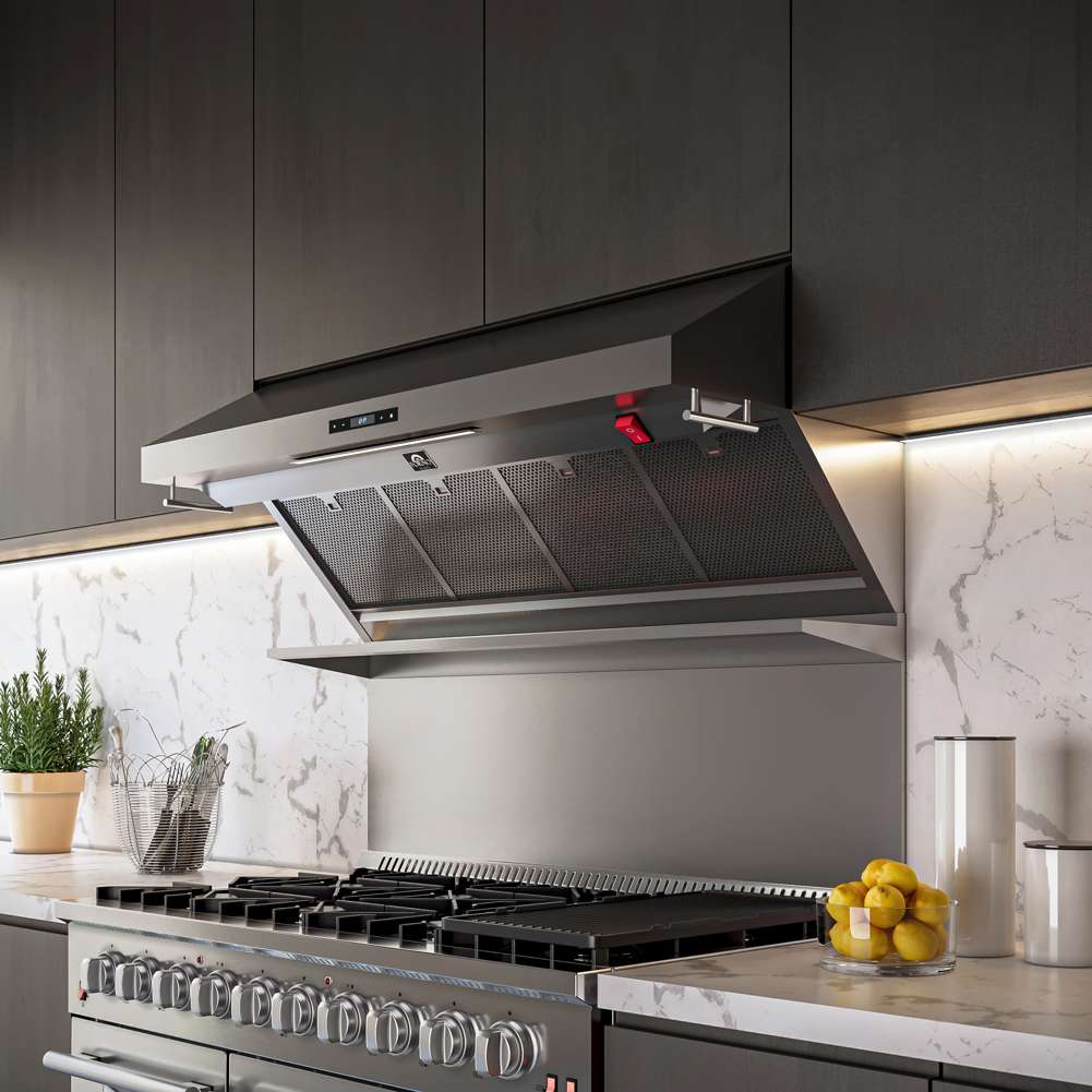 Alt View 5. Forno Appliances - Savona 48" Vented Wall Mounted Hybrid Range Hood - Silver.