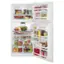 The image shows a refrigerator with its door open, revealing a variety of food items inside. The refrigerator is filled with different types of food, including fruits, vegetables, and drinks. There are several bottles of drinks, such as juice, placed in various compartments of the refrigerator. Additionally, there are multiple bowls containing different food items, such as salad and sandwiches. The refrigerator is well-stocked and ready for use, providing a variety of options for meal preparation.