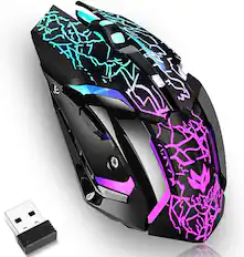 Front. Core Tech - Wireless Gaming Mouse Rechargeable with USB Receiver – Ergonomic Silent Mouse with Adjustable DPI, LED Lighting, USB-C F - RGB.
