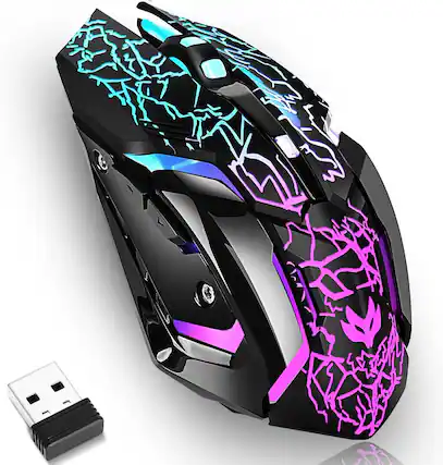 Front. Core Tech - Wireless Gaming Mouse Rechargeable with USB Receiver – Ergonomic Silent Mouse with Adjustable DPI, LED Lighting, USB-C F - RGB.
