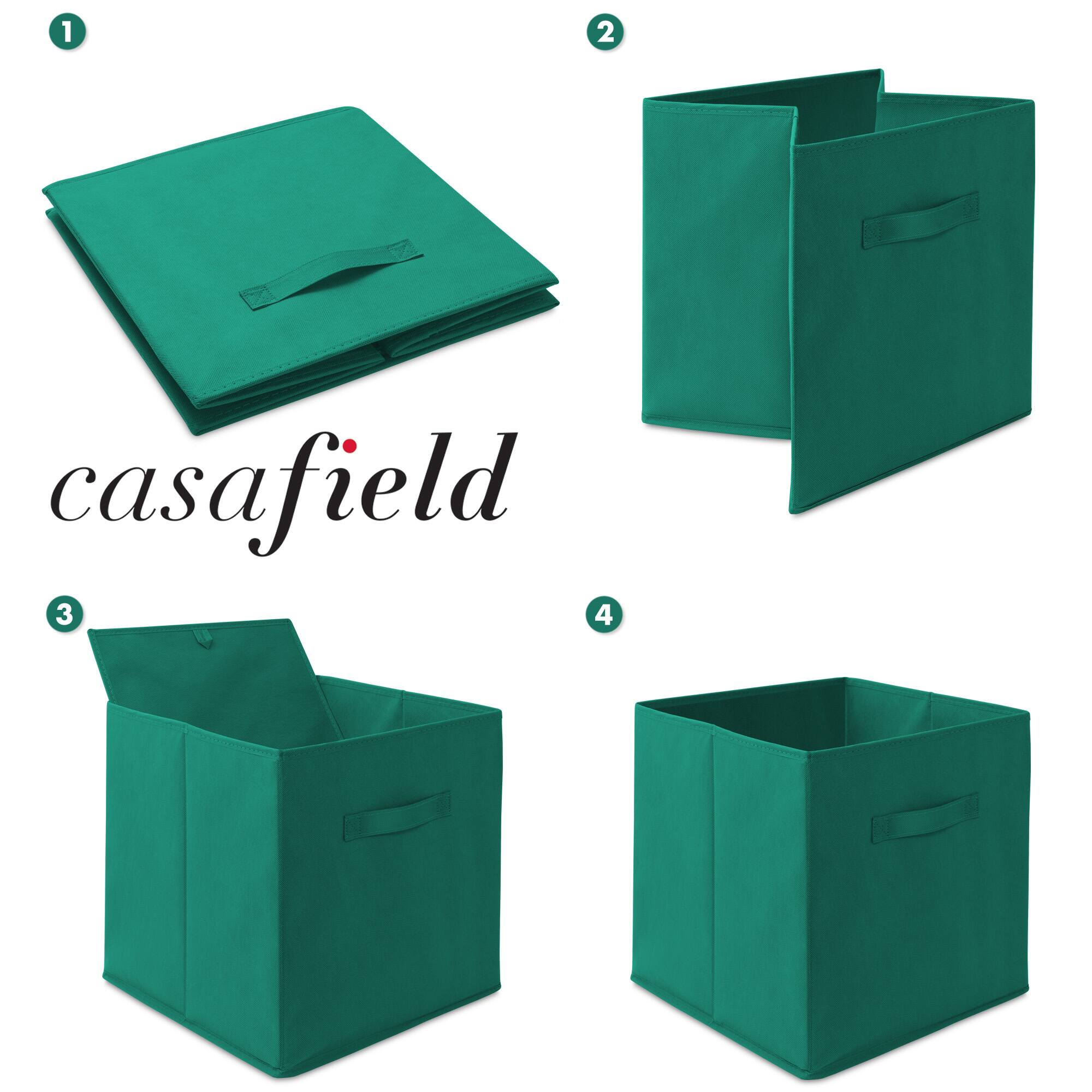 Alt View 5. Casafield - (Set of 6) Collapsible Fabric Cubes - Storage Bins - Teal.