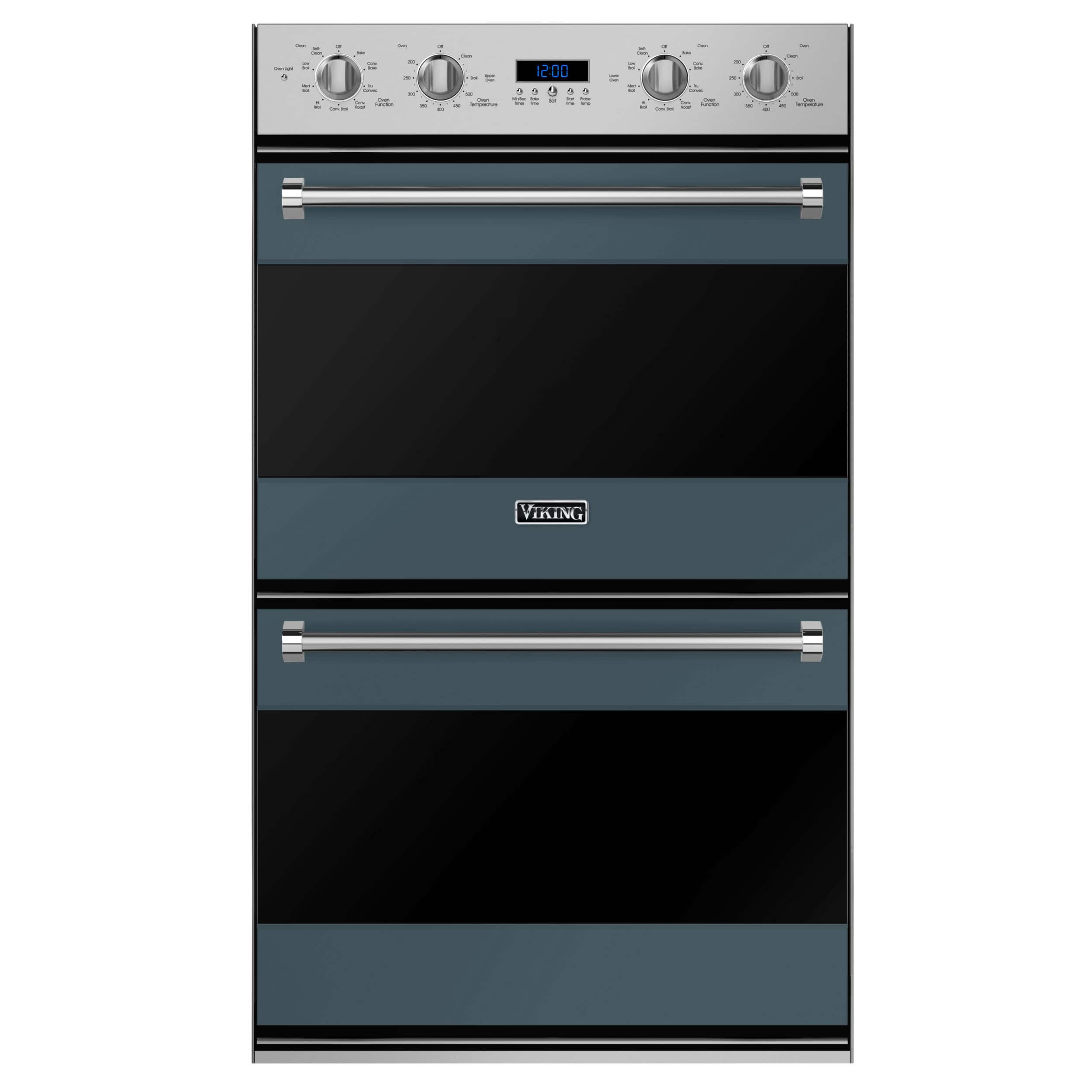 The text on the image reads "VIKING 12:00 9". This suggests that the oven is a Viking brand and is set to 12:00, which could be the time or the temperature.