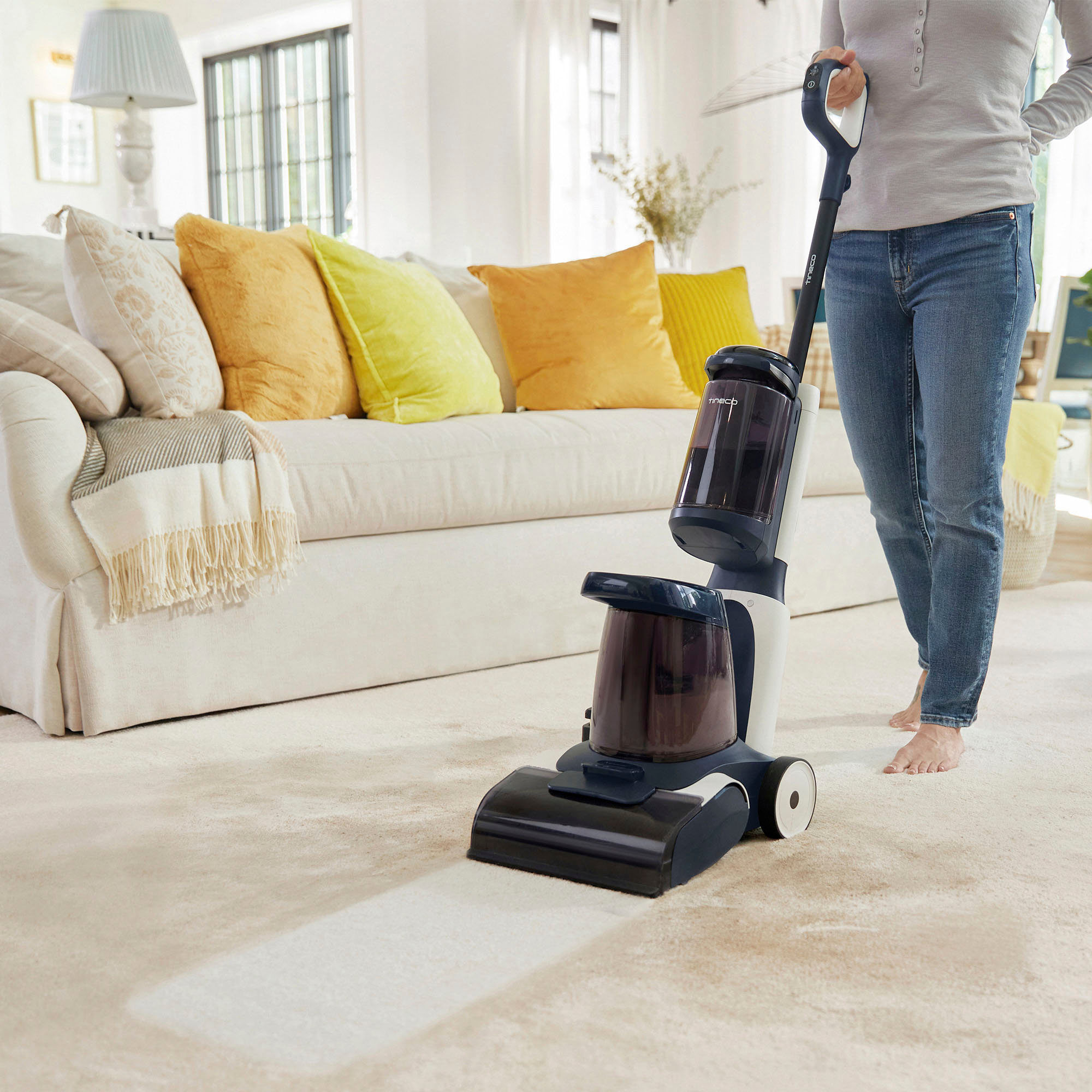 Angle View: Tineco - Carpet One Complete Smart Upright Deep Cleaner - Blue