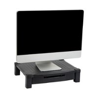 Mind Reader - Monitor Stand Riser with Drawer - Black - Front_Zoom