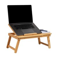 Mind Reader - Lap Desk Laptop Stand, Bed Tray, Dorm Room, Folding Legs, Rayon From Bamboo, 21.25"L x 13.19"W x 8.25"H - Brown - Front_Zoom