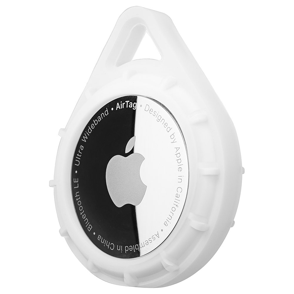 Left View: Pelican - Protector Sticker Mount for Apple AirTag - orange