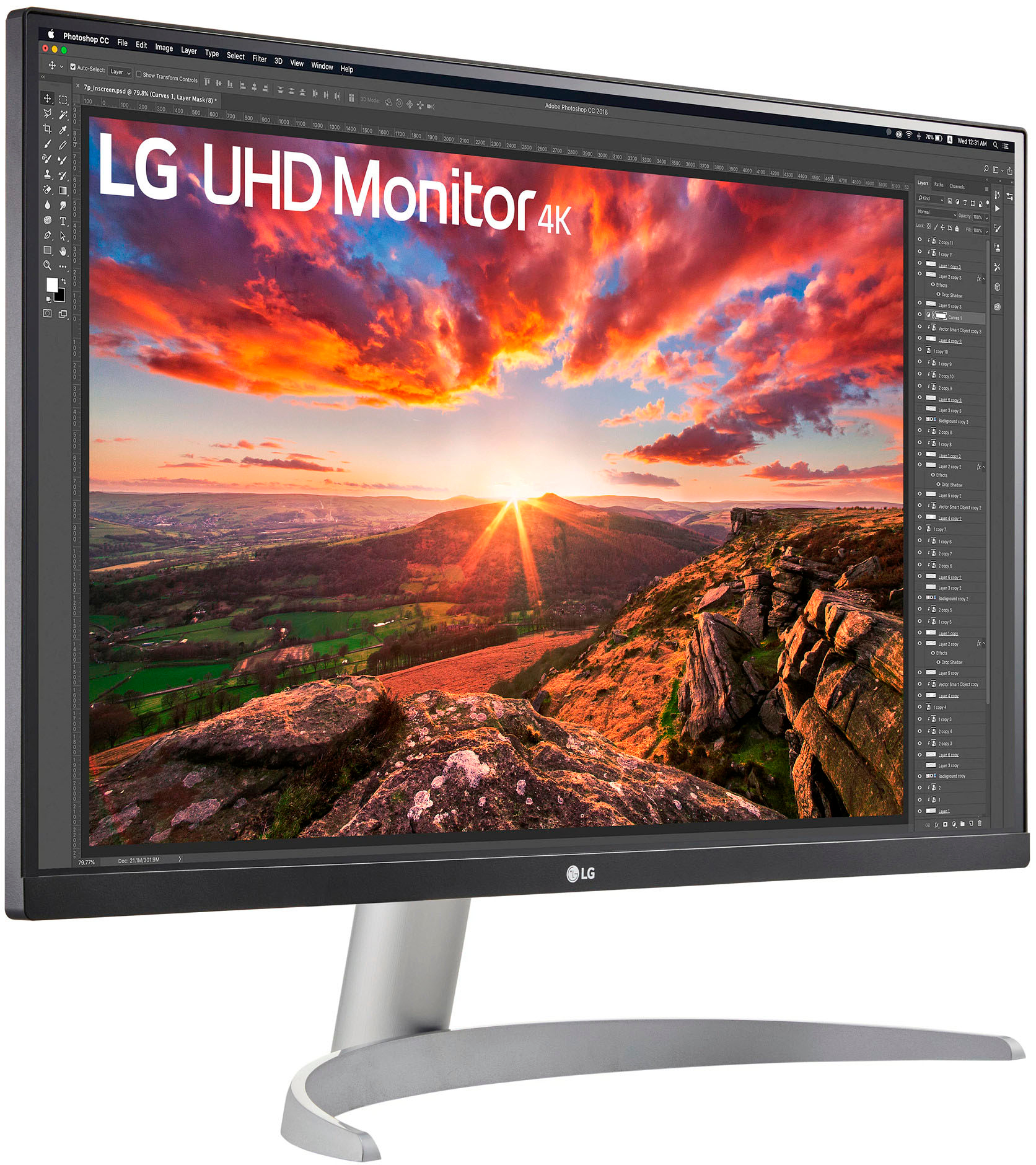 Angle View: LG - 27” IPS LED 4K UHD AMD FreeSync  Monitor with HDR (HDMI, DisplayPort, USB) - White
