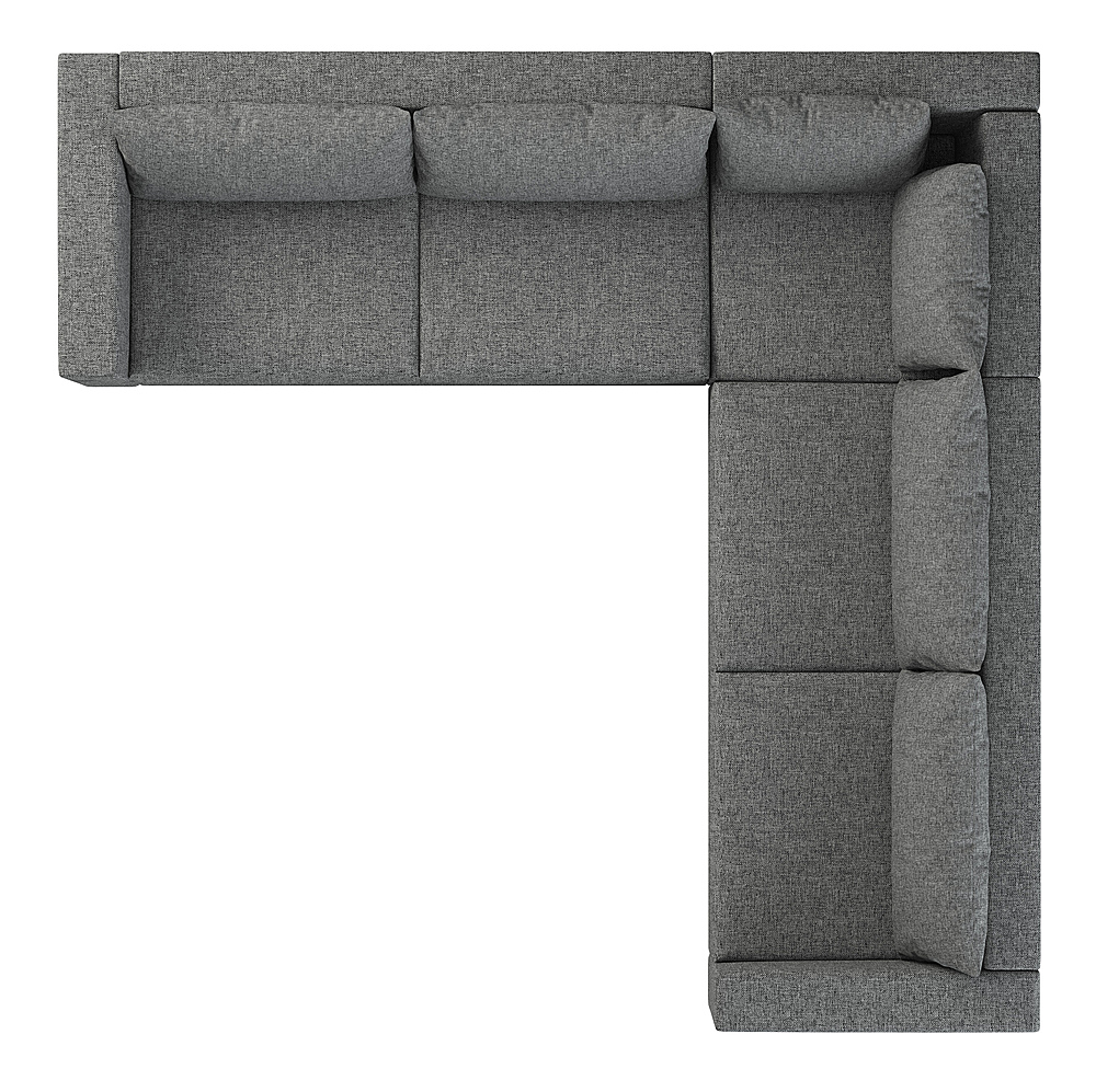 Left View: Elephant in a Box - Modular L Shape, Fabric 7-Seat Large Sectional Sofa - Gray