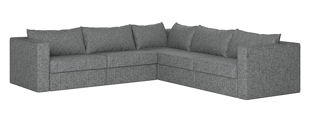 Angle View: Elephant in a Box - Modular L Shape, Fabric 7-Seat Large Sectional Sofa - Gray