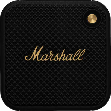 Front. Marshall - Willen Portable Bluetooth Speaker - Black and Brass.