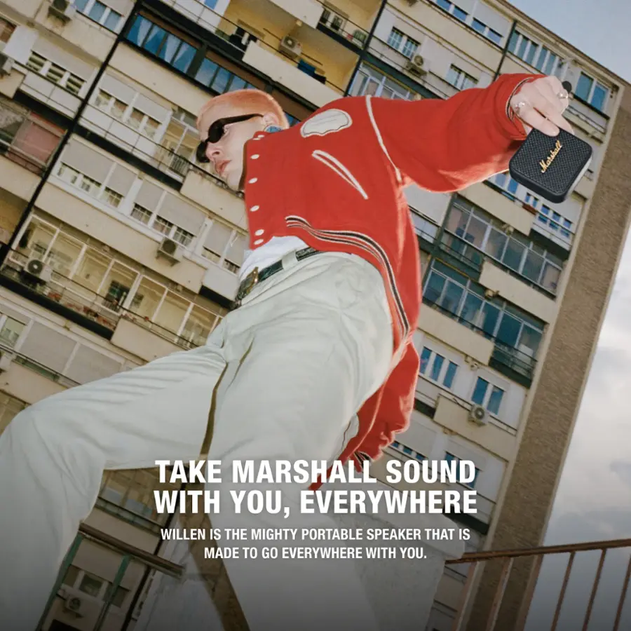 Marshall Take Marshall Sound With You, Everywhere Wilken is the mighty portable speaker that is made to go everywhere with you.