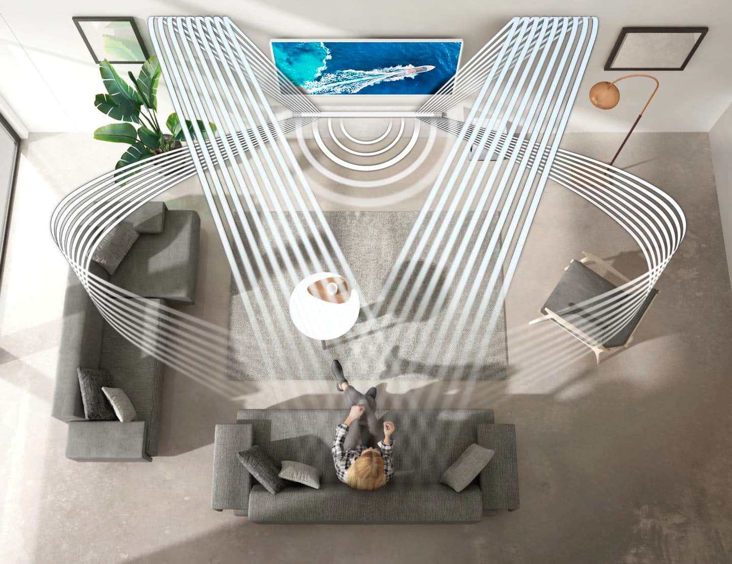 Zoom in on Alt View Zoom 15. Samsung - 3.1.2ch Soundbar with Wireless Dolby Atmos / DTS:X - White.