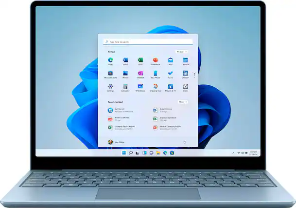 Front. Microsoft - Surface Laptop Go 2 - 12.4” Touch-Screen - Intel Core i5 with 8GB Memory - 256GB SSD - Ice Blue.