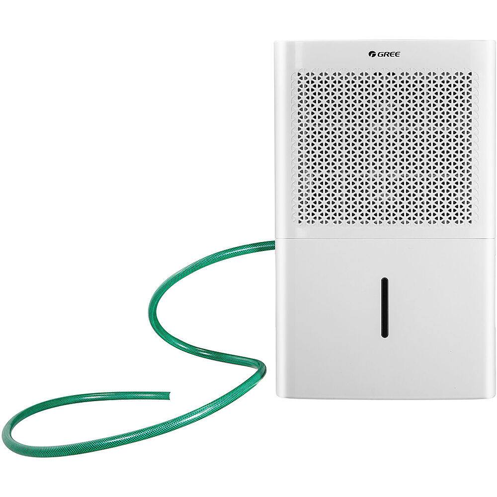 Left View: Gree - 50 Pint Dehumidifier with Built-In Vertical Pump - White
