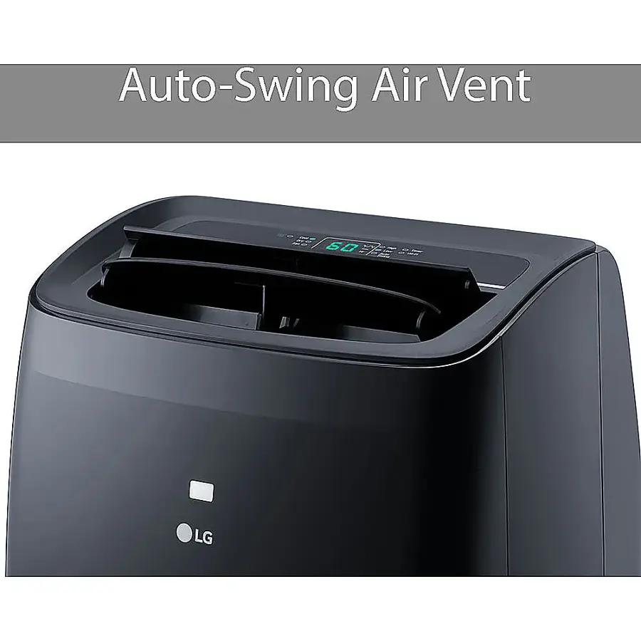 The image features an LG air vent, which is designed to provide efficient airflow and temperature control. The air vent is black in color and has a sleek, modern appearance. The LG logo is prominently displayed on the front of the air vent, indicating its brand and quality. The air vent is likely intended to improve the indoor air quality and create a comfortable environment for the occupants of the space.