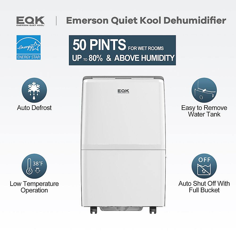 Best Buy Emerson Quiet Kool 50 Pint Dehumidifier White EAD50SE1H