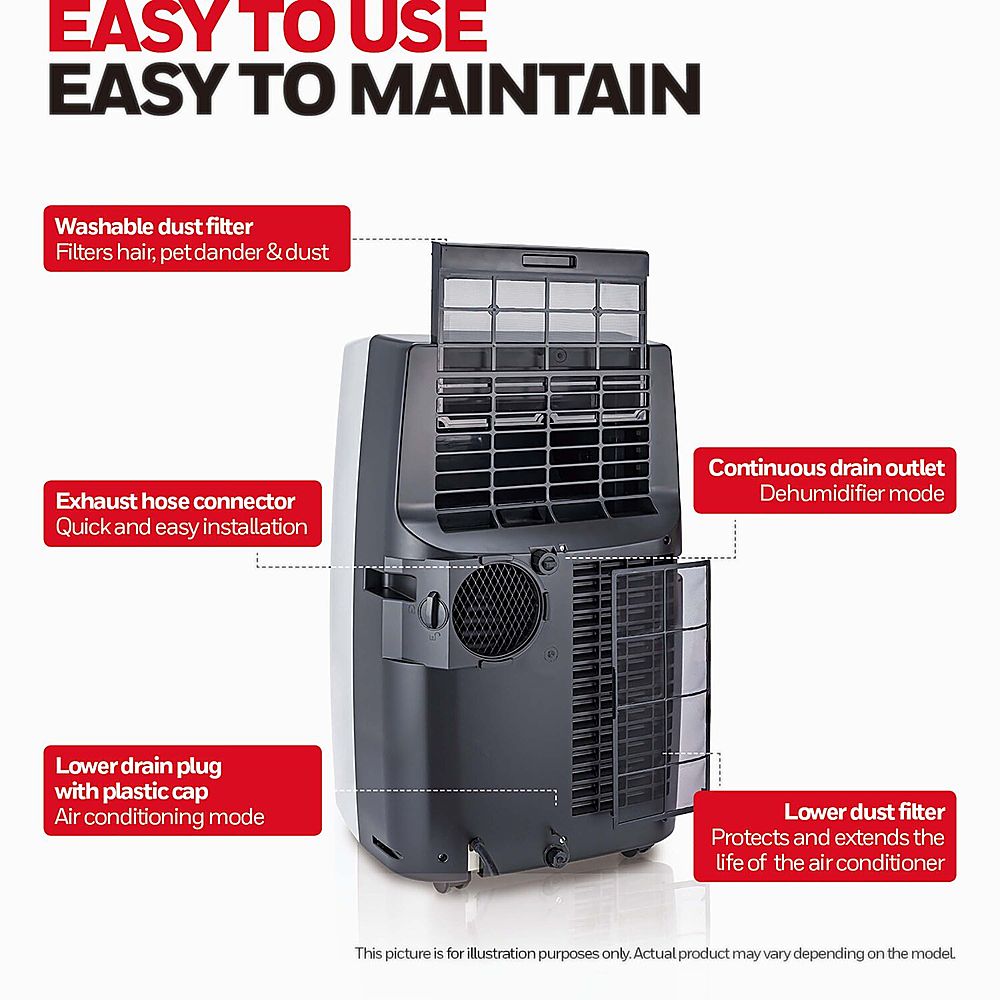 Left View: Honeywell - 700 Sq. Ft. Portable Air Conditioner with Heat Pump - Black