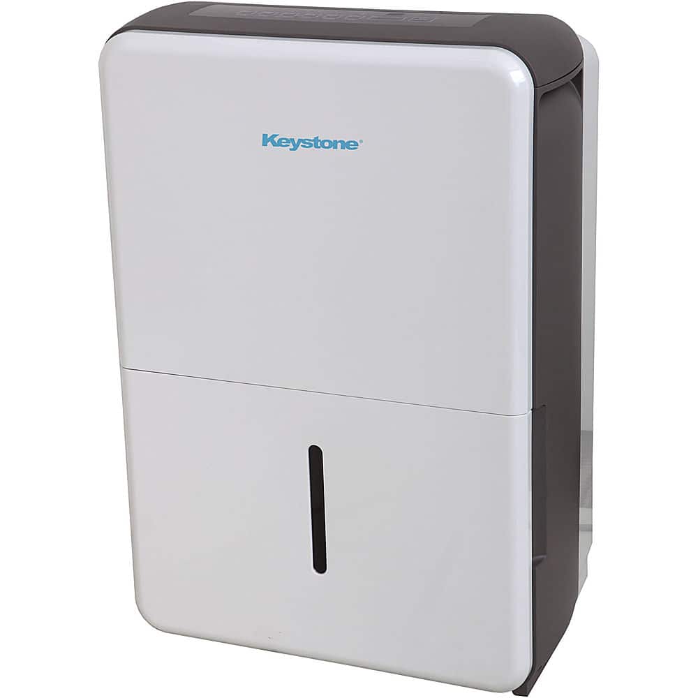Front. Keystone - 50 Pint Dehumidifier - White.