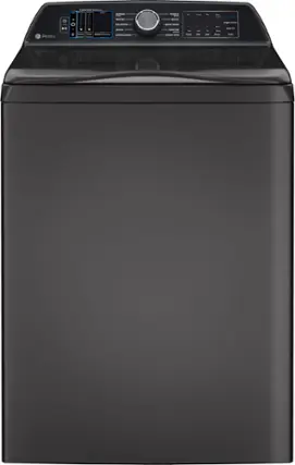 Front. GE Profile - 5.3 Cu. Ft. High Efficiency Top Load Washer with Smarter Wash Technology, Easier Reach & Microban Technology - Diamond Gray.