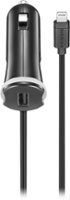 Insignia™ - 25W 9' Lightning Vehicle Charger with 1 USB Port - Black - Front_Zoom
