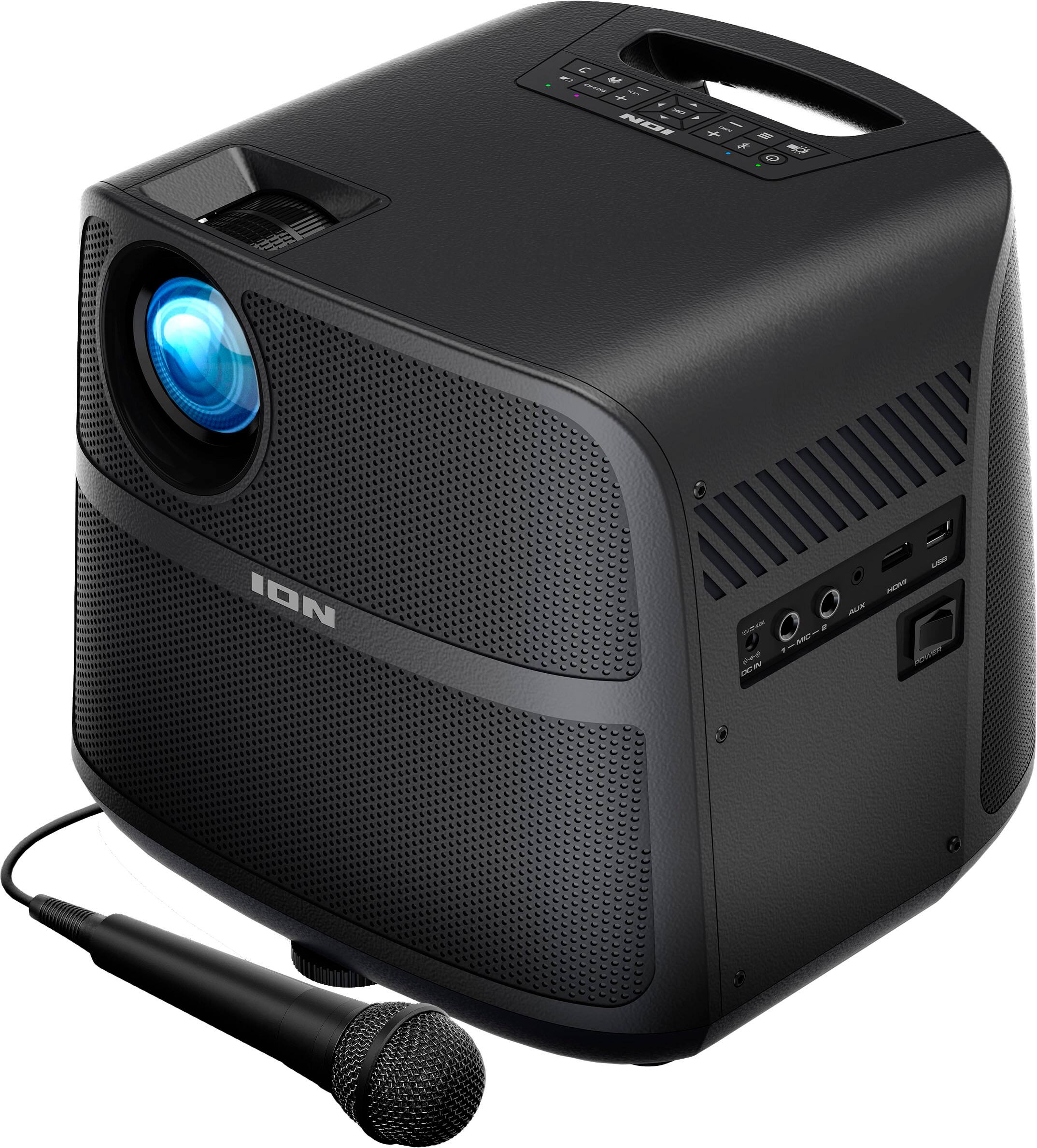 Angle. ION Audio - Projector Deluxe HD Battery/AC Powered 720P HD LED Bluetooth-Enabled Projector with Powerful Speaker - Black.