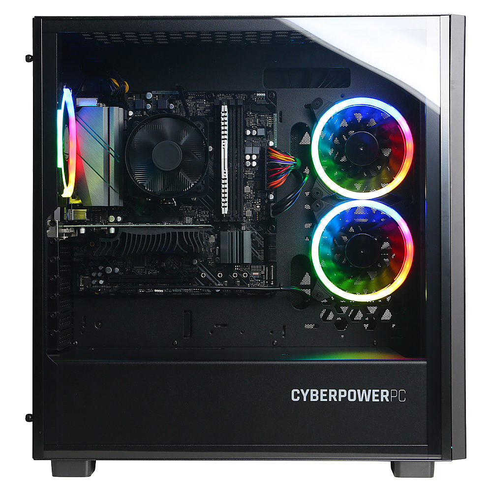 Left View: CyberPowerPC - Gamer Master Gaming Desktop - AMD Ryzen 3 4100 - 8GB Memory - NVIDIA GeForce GT 1030 -1TB SSD - Black