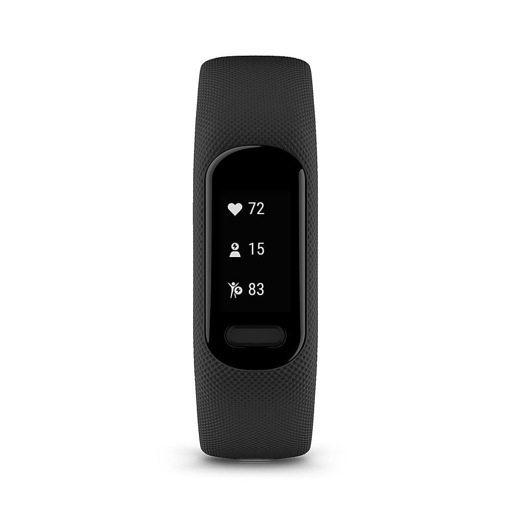 Left. Garmin - vívosmart 5 Smart Fitness Tracker + Heart Rate Small/Medium - Black.