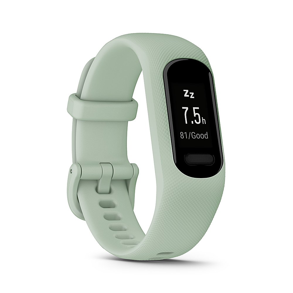 Zoom in on Angle Zoom. Garmin - vívosmart 5 Smart Fitness Tracker + Heart Rate Small/Medium - Cool Mint.