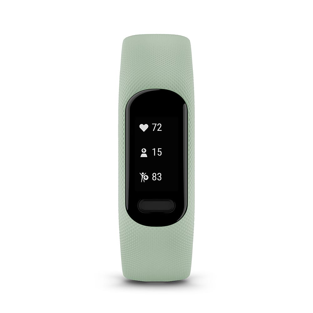 Left. Garmin - vívosmart 5 Smart Fitness Tracker + Heart Rate Small/Medium - Cool Mint.