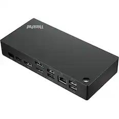 Front. Lenovo - ThinkPad Universal USB-C Smart Docking Station - Black.