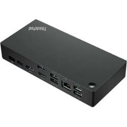 Lenovo - ThinkPad Universal USB-C Smart Docking Station - Black - Front_Zoom
