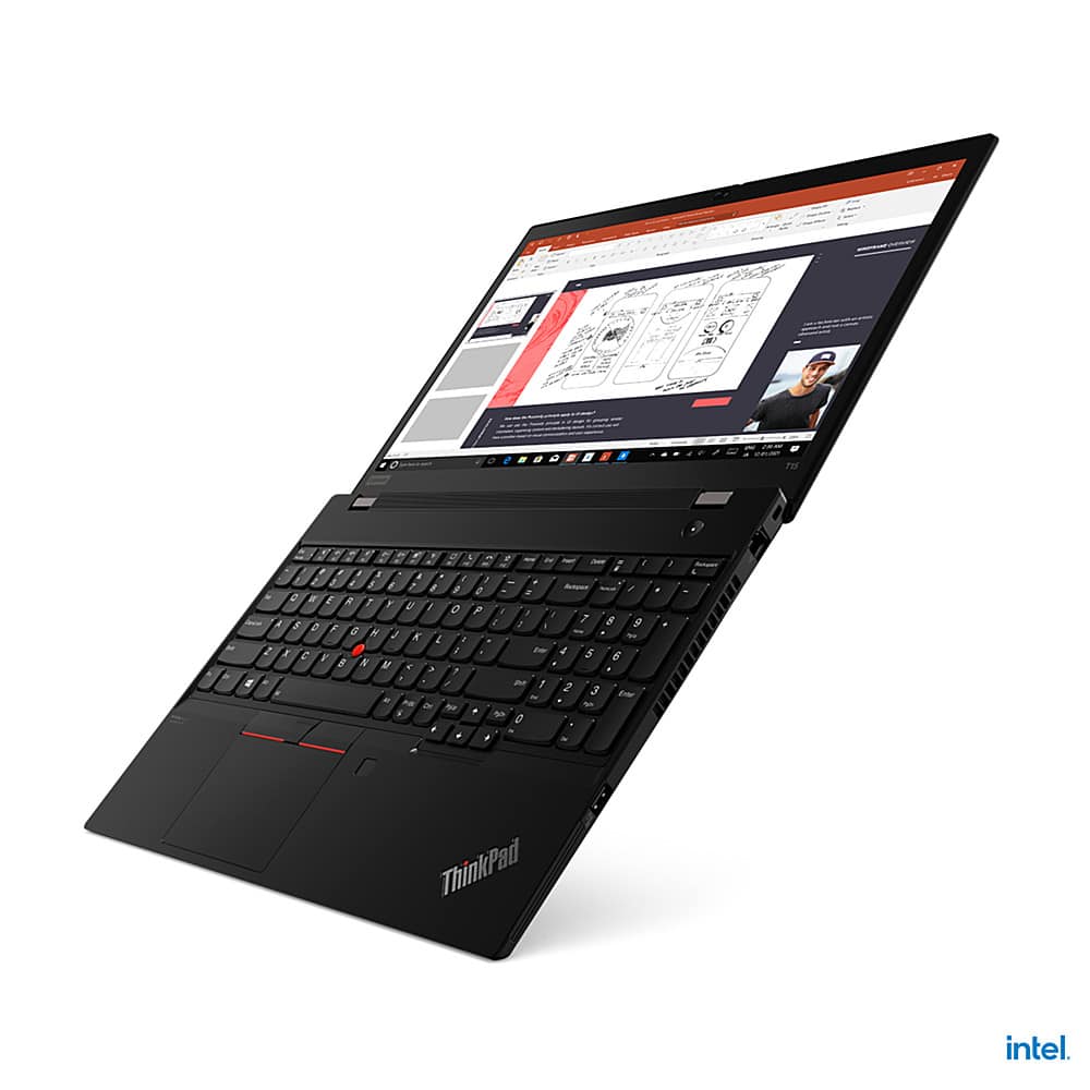 Angle View: Lenovo - 15.6" ThinkPad T15 Gen 2 Laptop - Intel Core i5 - 16GB Memory - Intel Iris Xe Graphics - 512 SSD - Black