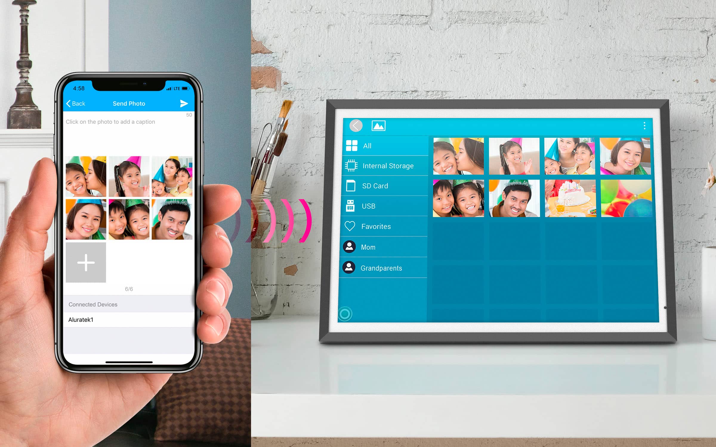 Alt View 18. Aluratek - 13.5" 3K Touchscreen LCD Wi-Fi Digital Photo Frame - Black.