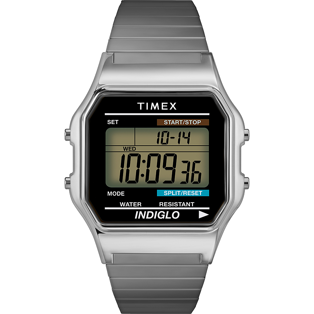 Timex Men's Classic Digital 34mm Watch Silver-Tone T785879J - Best Buy