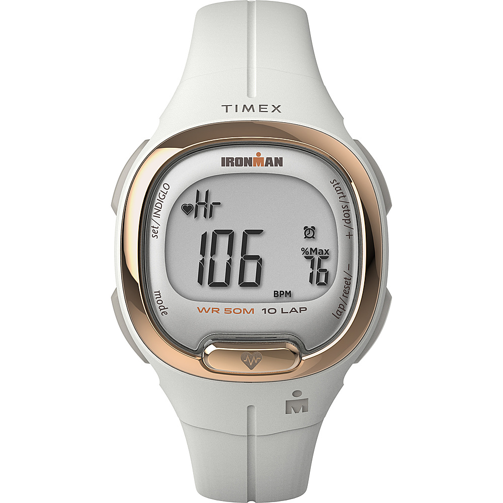 Timex IRONMAN Transit+ Watch with Activity Tracking & Heart Rate 33mm  White/Rose Gold-Tone TW5M404009J - Best Buy