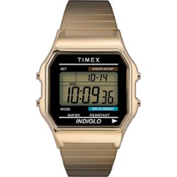 Timex - Men's Classic Digital 34mm Watch - Gold-Tone - Front_Zoom