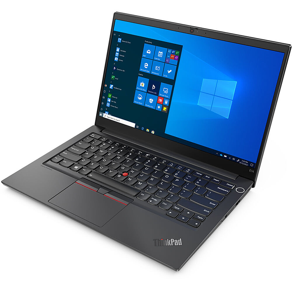Left View: Lenovo - 14.0" ThinkPad E14 Gen 3 Laptop - AMD Ryzen 7 5700U - 8GB Memory - AMD Radeon - 256 SSD - Black