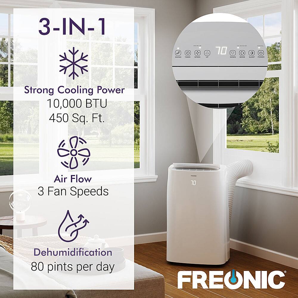 Alt View 11. Freonic - 14,500 BTU (10,800 BTU DOE) Portable Air Conditioner - White.