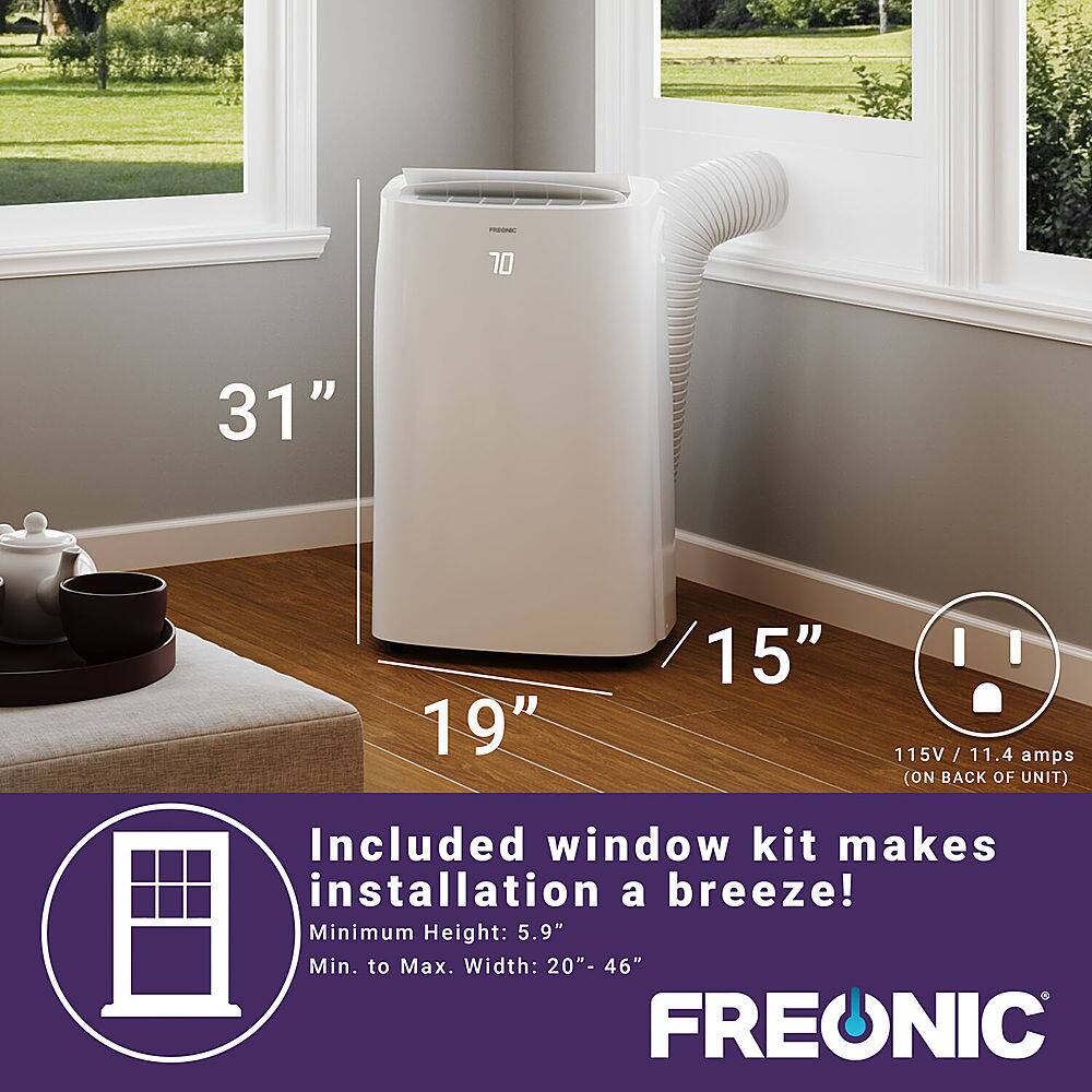 Alt View 13. Freonic - 14,500 BTU (10,800 BTU DOE) Portable Air Conditioner - White.