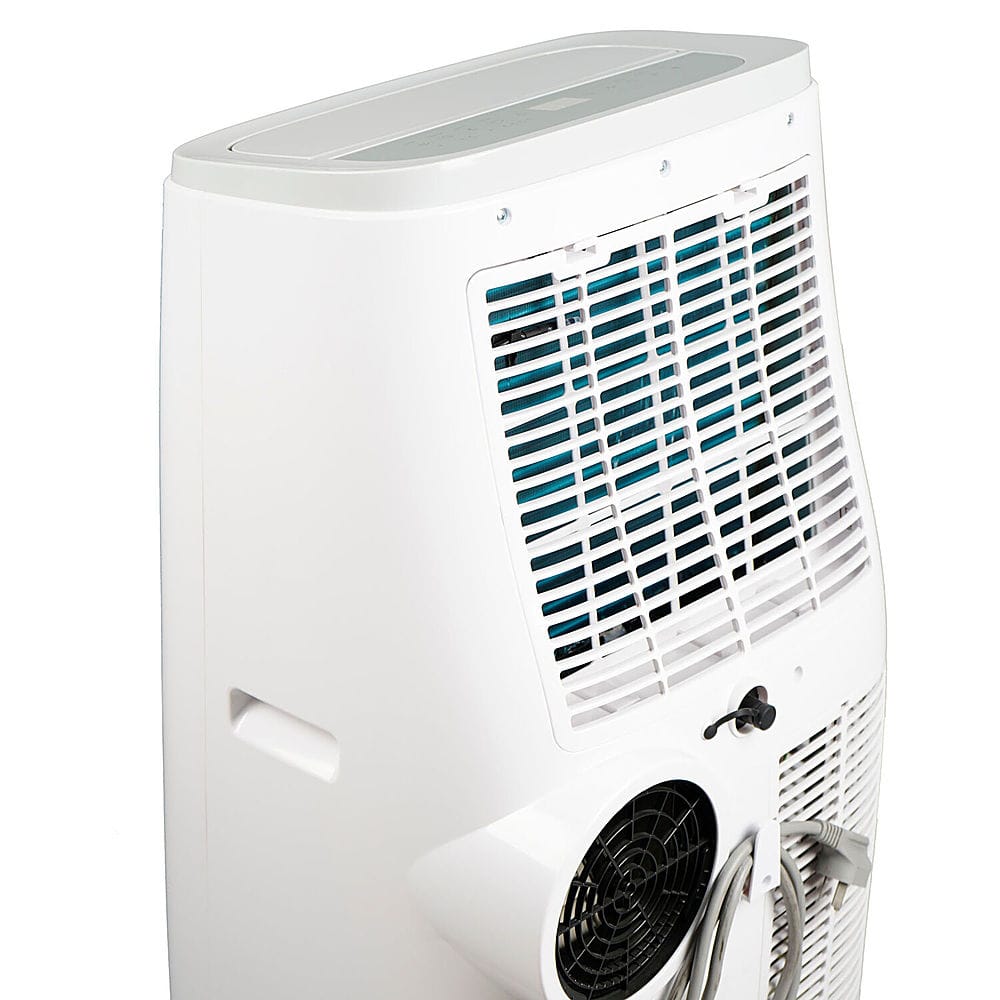 Left View: JHS - 3-in-1 14,000 BTU Portable Air Conditioner with Dehumidifer, Fan | Remote Control | For Rooms up to 550 Sq.Ft. - White