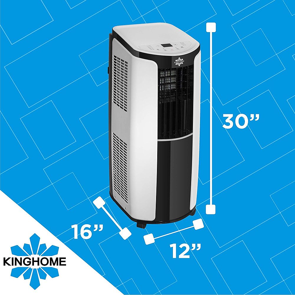 Left View: KingHome - 5,000 BTU Portable Air Conditioner with Remote Control | AC for Rooms up to 150 Sq.Ft. | Dehumidifer | 3-Speed - White/Black
