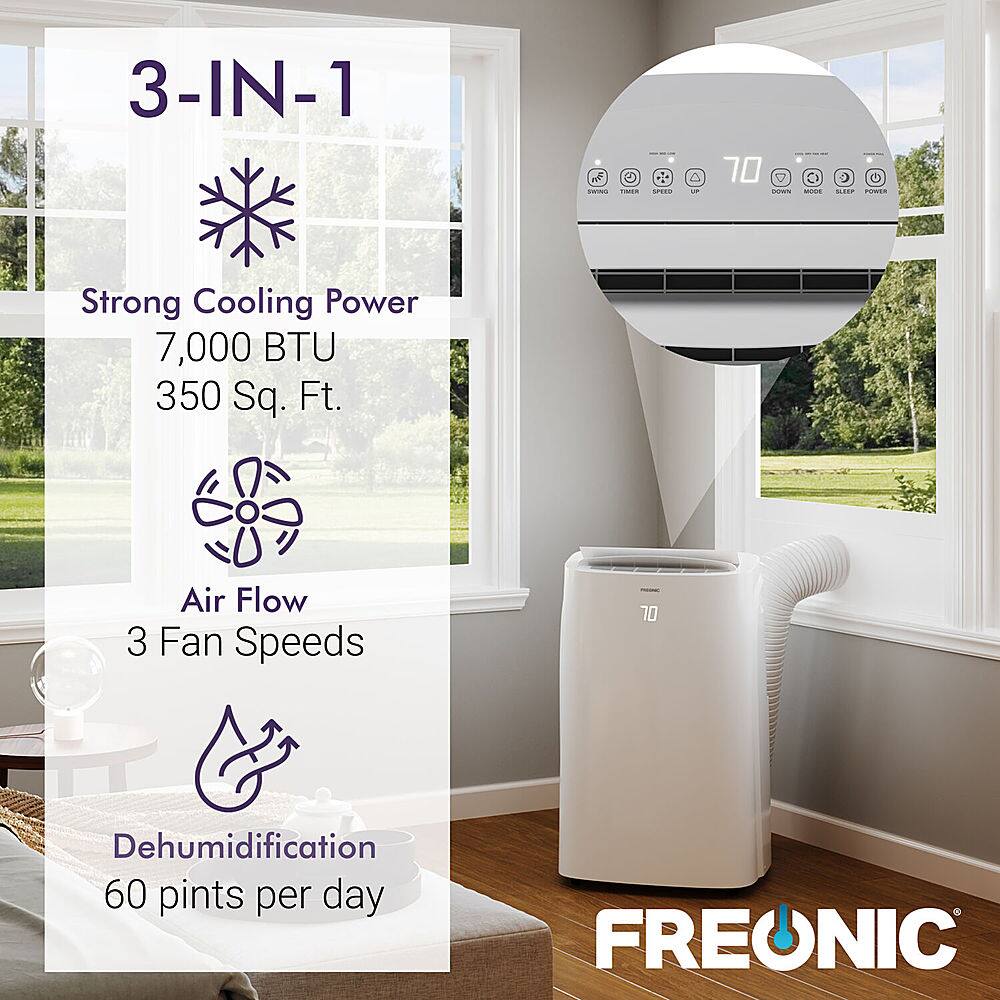 Alt View 11. Freonic - 10,000 BTU (7,000 BTU DOE) Portable Air Conditioner - White.