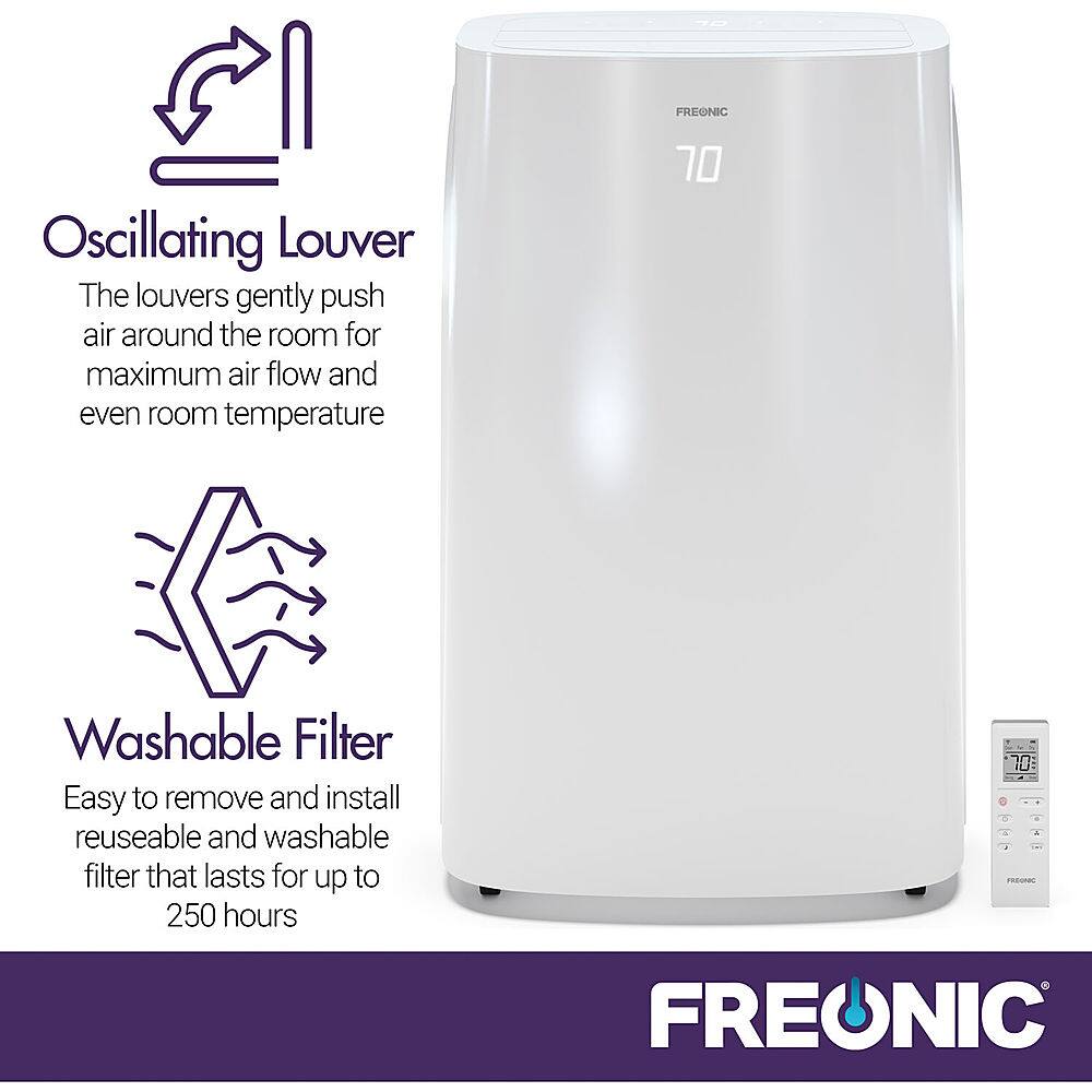 Alt View 14. Freonic - 10,000 BTU (7,000 BTU DOE) Portable Air Conditioner - White.