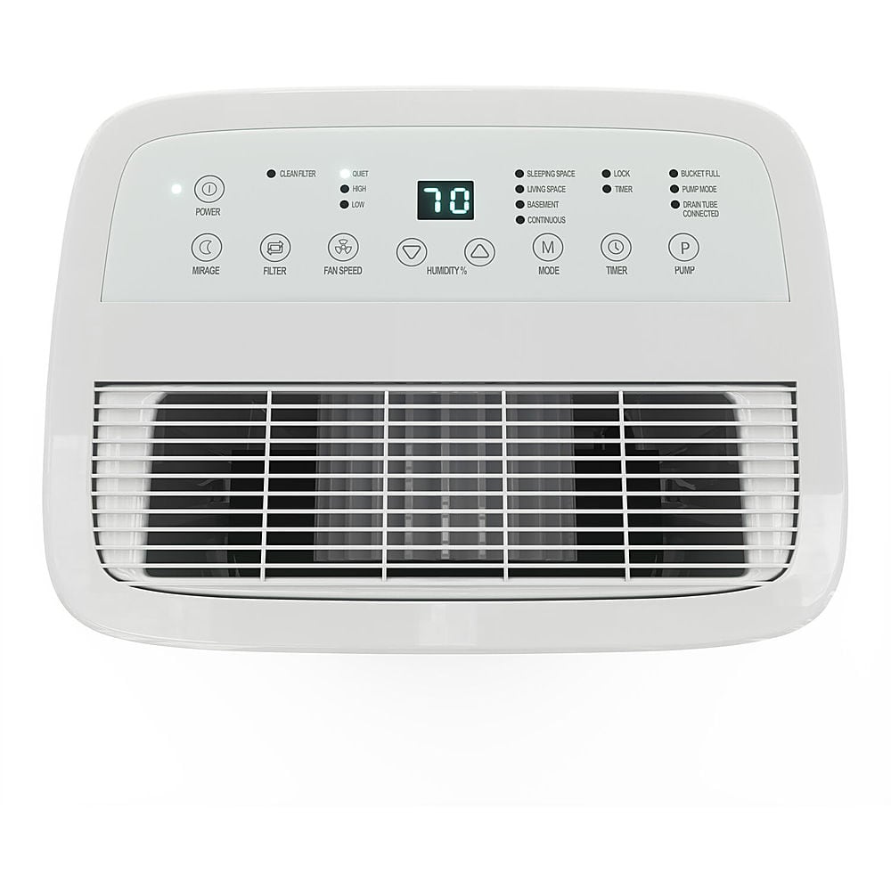 Left View: Freonic - 50 Pint Dehumidifier with Built-In Pump | LED Display | Bathroom, Basement, Bedroom, and Rooms up to 4,500 Sq. Ft. - White